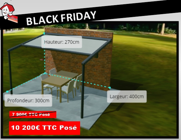 Promotions sur les pergolas, portes d'entrée, cuisines et carports - Promotions exclusives pour le Black Friday chez...