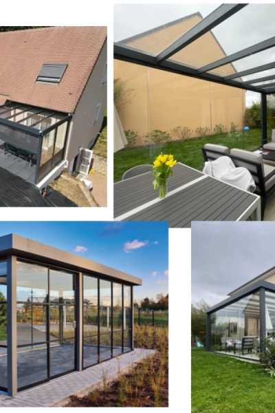 Zoom produit : la pergola à toiture plate vitrée Flatroof par Logikinov by Gardendreams