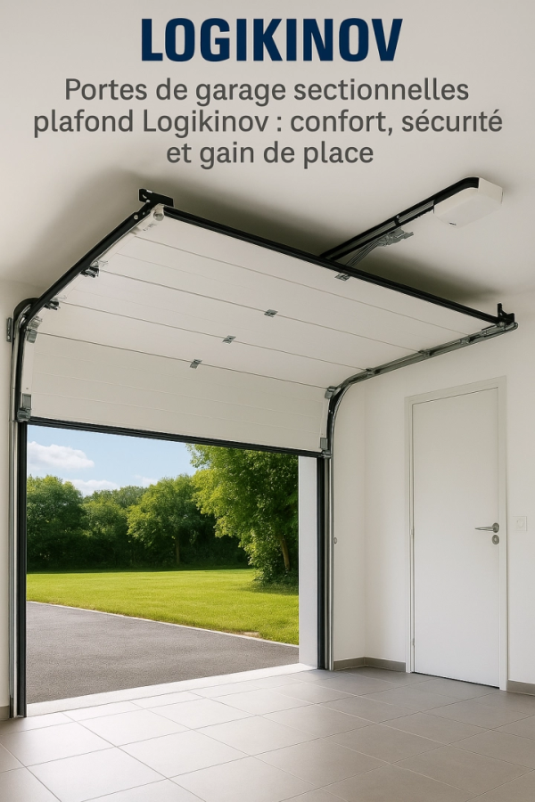 Zoom produit : les portes de garage sectionnelles plafond de Logikinov, menuiserie en Normandie